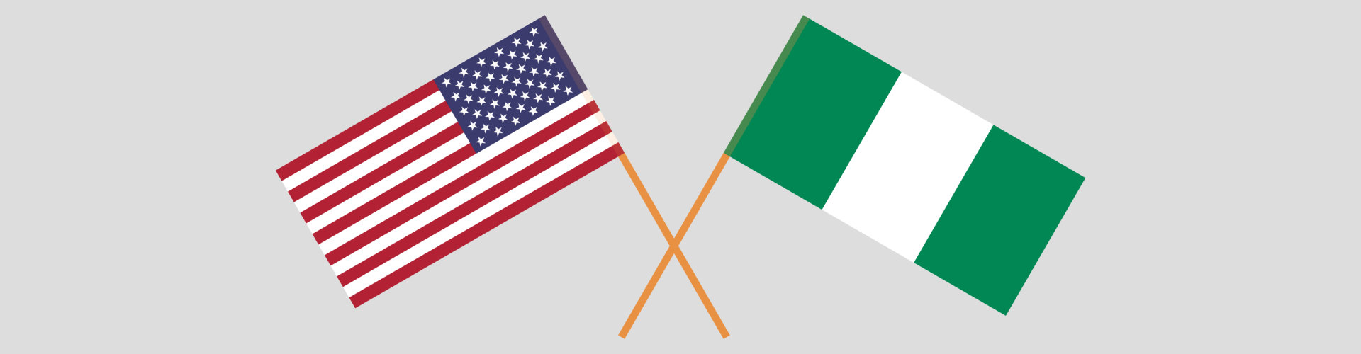 Crossed flags of Nigeria and the USA
